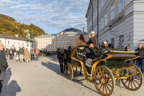 Horse Carriages at Mozartplatz, Salzburg, Austria