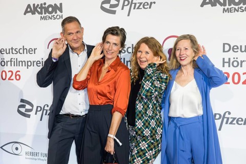 Klaus-Peter Grap, Julia Bremermann, Marion Kracht and Petra Zieser in front of the German Audio