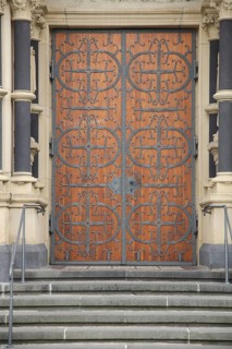 Church door with fittings, rivets, metal fittings, from St. Marien, Bad Homburg, Hesse, Germany
