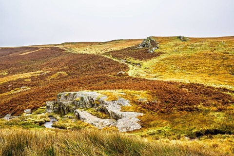 Autumn colors over Elan Valley Reservoir, Rhayader, Powys, Wales, UK
