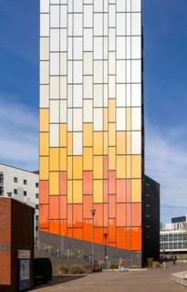 Modern architecture of buildings, Crown Place, Central Campus, University of Liverpool, England, UK