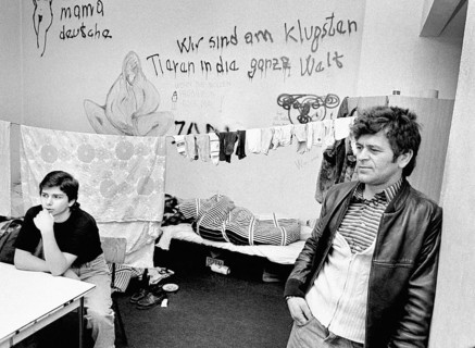 Wuppertal, DEU - 15.07.1991 - Albanian refugees in an asylum shelter, Wuppertal, Germany