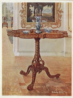 Furniture around the turn of the century 1900, Shaped gallery table with fretsaw edge (1910, 1911),