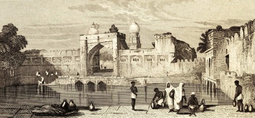 Taj Bowlee in Bijapur or Vijayapura, India, tomb, towers, domes, wall, people, architecture,