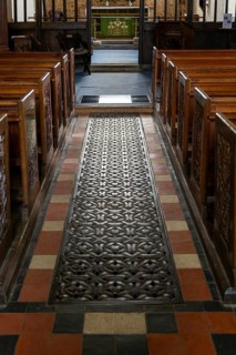 Detail of ironwork metal floor grating, church of Saint Mary the Virgin, Silchester, Hampshire,