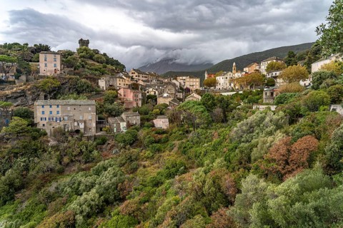 The village of Nonza, Cap Corse, Corsica, France