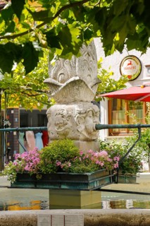 Garden gate fountain, ornamental fountain in Renaissance style, originally by stonemason Hans Merk