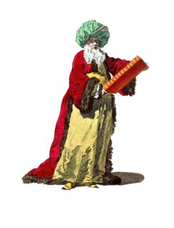 Historical clothing, fashion over time, clothing of the mufti or chief priest of the Turks in 1749,