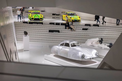 Porsche Museum Stuttgart. The Porsche Type 64, built in 1939, is the forefather of Porsche sports