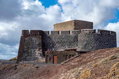 Castillo de Santa Barbara Castle on Guanapay Volcano Crater, Lanzarote, Canary Islands, Spain
