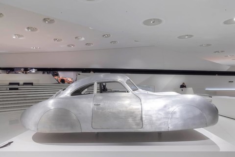 Porsche Museum Stuttgart. The Porsche Type 64, built in 1939, is the forefather of all Porsche