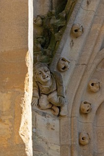 Detail, sculptures on the tower of the University Church of St Mary the Virgin, Oxford, England,