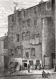 Regent Morton's Mansion house in Blackfriars Street, Edinburgh, Scotland, 19th century