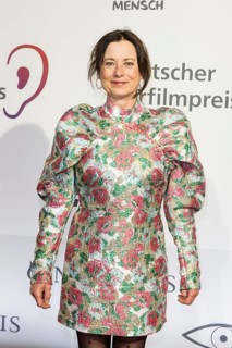 Inka Friedrich in front of the award ceremony for the German Audio Film Awards at the Colosseum
