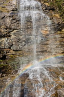 Rainbow. Melnikfall, a waterfall located at the Malta Hochalm road. Carithia, Austria