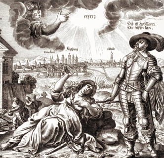 Leaflet to the siege of Augsburg in 1632 by Gustav II Adolf, King of Sweden during the Thirty