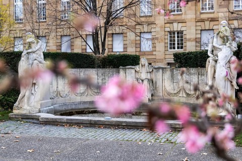 Fountain of Destiny in the Upper Palace Garden in Stuttgart. The fountain was created in memory of