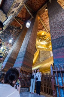 Wat Pho, temple of the reclining Buddha. Sightseeing attraction, architecturally significant temple