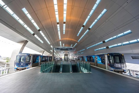 Metro Miami Miami-Dade Metrorail Subway at Airport Airport Station in Miami, USA