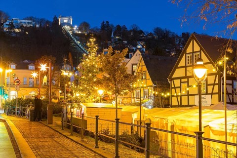 Elbhangfest Christmas market in Dresden Loschwitz in the historic village center of Loschwitz