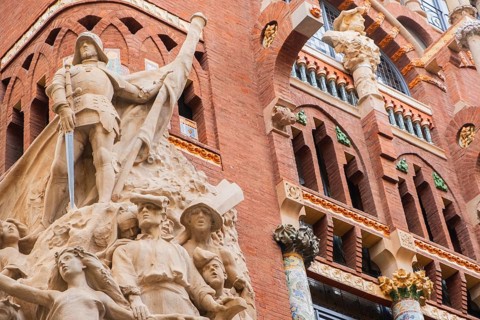 Facade of the Palau de la Música Catalana, Barcelona, Spain