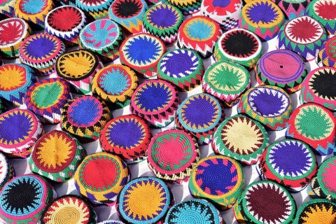 Traditional headdresses at a bazaar, Aswan, Egypt