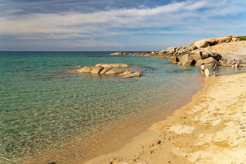 Rocks on La Roche de Kira beach in Aregno, Balagne, Corsica, France