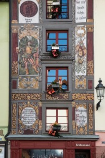 Painted house facade, Bad Säckingen, Hochrhein, Rhine, Black Forest, Baden-Württemberg, Germany