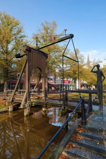 Bridge over the main canal, bascule bridge, Papenburg, Emsland, Lower Saxony, Germany