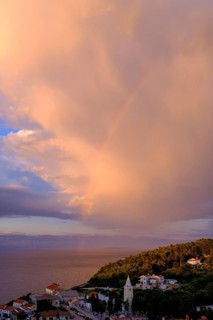 Rainbow in Sveti Martin Bay, Mali Losinj, Losinj Island, Kvarner Gulf Bay, Croatia