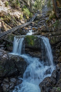 Hiking trail in Gaissalptobel with Gaissalpbach waterfall, Reichenbach, Oberstdorf, Oberallgäu,