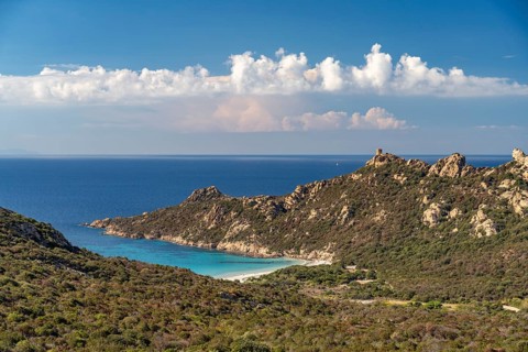Roccapina beach and bay in southwestern Corsica, France