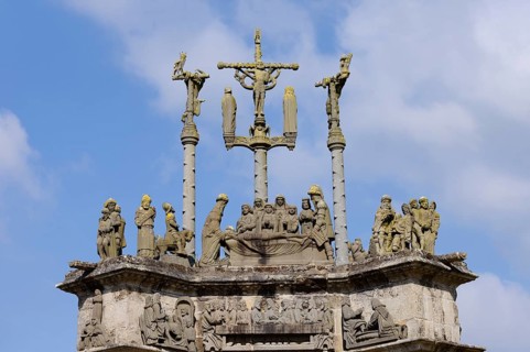 Calvary near Saint-Germain Church, Enclosed Parish, Pleyben, Finistere Department, Brittany, France