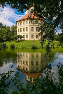 Oppenweiler moated castle, built in the 18th century, classicist style, castle complex in