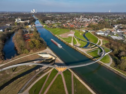 Castrop-Rauxel, North Rhine-Westphalia, Ruhr region, Germany - Sprung bridge over the Emscher, here