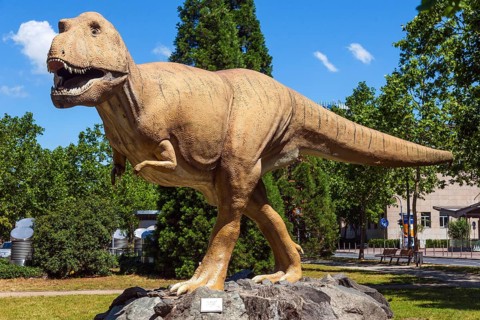 Dinosaur, dinosaur Tyrannosaurus rex in front of the Senckenberg Museum in Frankfurt am Main