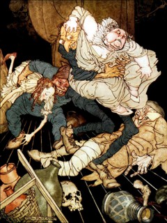 King Pest, illustration from Poe's Tales of Mystery & Imagination by Arthur Rackham