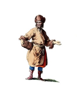 Historical clothing, fashion in the course of time, clothing of a market trader from Finland around