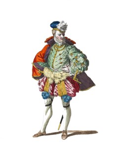 Historical clothing, fashion in the course of time, traditional costume of a German nobleman in