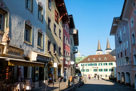 House façade in Markt Berchtesgaden, Berchtesgadener Land, Upper Bavaria, Bavaria, Germany