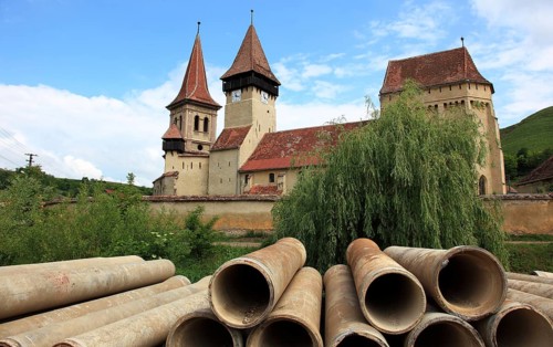 The fortified church of Seica Mica, German Kleinschelken, a community in Sibiu County in