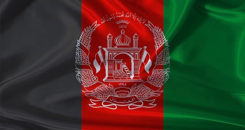 National flag of Afghanistan with cloth texture. Afghanistan flag with realistic texture background