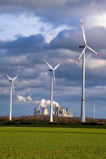 RWE Power lignite-fired power plant Neurath, RWE wind farm near Grevenbroich, power plant units,