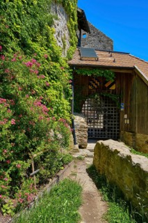 Gate area of the medieval castle ruins of Sulzberg in the Allgäu near Kempten, Bavaria, Germany