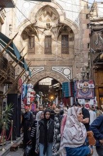 Cairo, Egypt. April 21st 2025. Tourists shopping for gifts and souvenirs in the popular Khan el