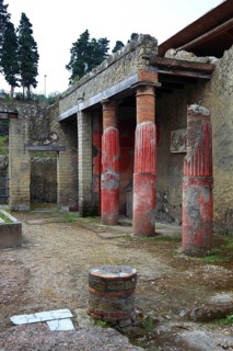 Casa del rilievo di Telefo in the ruined city of Herculaneum, Campania, Italy