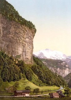 Lauterbrunnental und Jungfrau, Berner Oberland, Schweiz, Historische, digital restaurierte