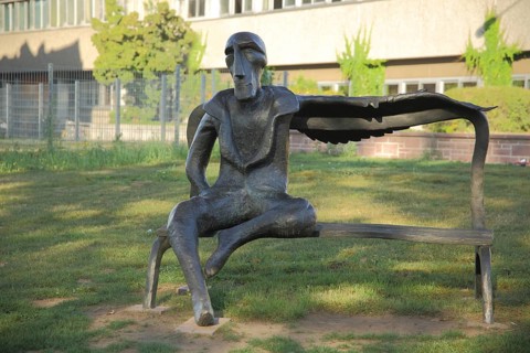 Transformation sculpture by Victor Gulchenko 2014, modern art, bronze sculpture, black figure with