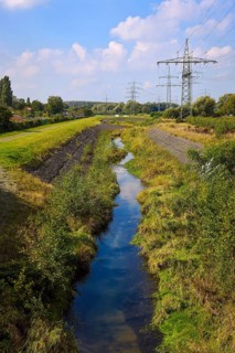 Bottrop, North Rhine-Westphalia, Germany, Renaturalised Boye, the tributary of the Emscher, was