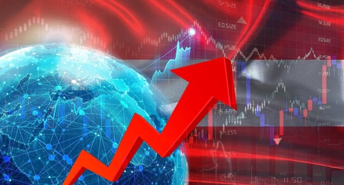 Global financial growth with Austria flag. Financial growth with Austrian flag on economic